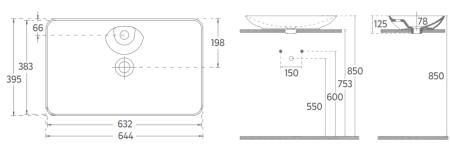Раковина ISVEA SistemaY Clear накладная 644*395*125 1 цвет белый 10SY50065SV