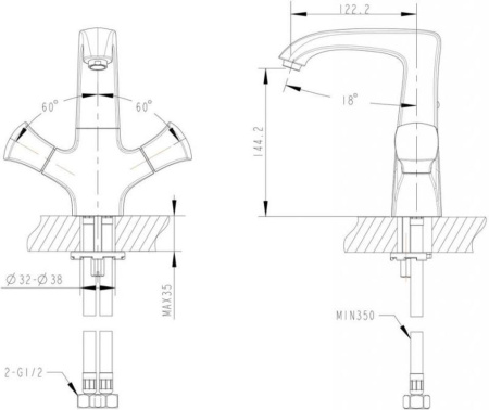Смеситель для раковины Bravat Whirlpool F178112C, хром