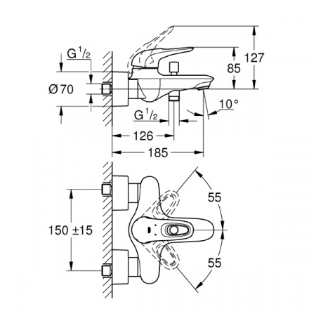 Смеситель для ванны и душа Grohe Eurostyle 33591LS3