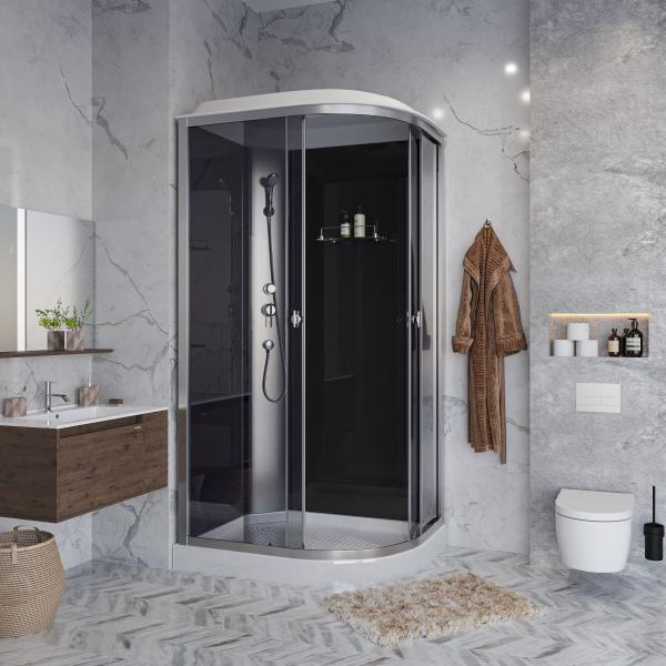 Душевая кабина Niagara Eco E120/80/13L/TN (120х80х215) низкий поддон(13см),стекло тонированное,3 места