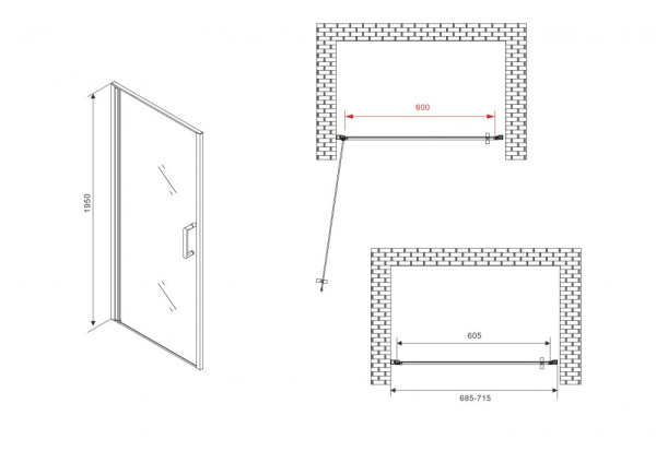 Душевая дверь ABBER Sonnenstrand AG04070M