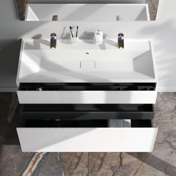 M50AFHX1203WM Inspire V2.0 База под раковину AM.PM, подвесная, 120 см, 3 ящика, push-to-open, белый матовый