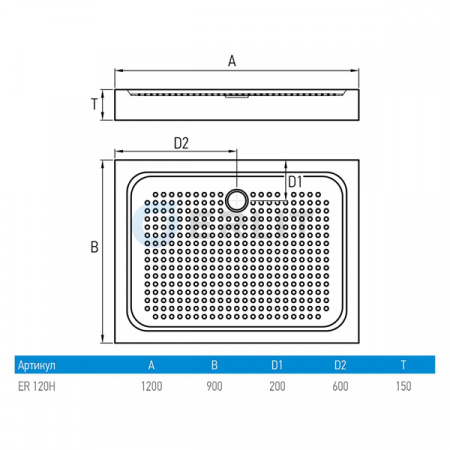 Душевой поддон Erlit ER 120H 90x120x15