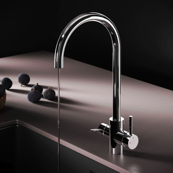 F85B07700 X-Joy S, Смеситель для кухни AM.PM с С-изливом с каналом для питьевой воды, хром