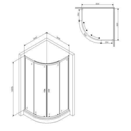 Душевое ограждение AM.PM X-Joy W88G-205-080MT 80x80, без  поддона