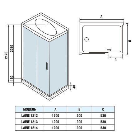 Душевая кабина WeltWasser WW500 LAINE 1212 1200х900х2170 мм