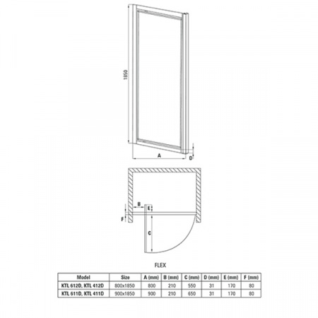 Дверь для ниши Deante Flex KTL_611D стекло матовое 90х185см