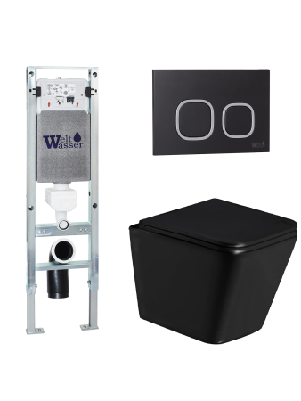 Комплект инсталляции с унитазом Weltwasser AMBERG 350 ST + GELBACH 043 GL-BL + AMBERG RD-BL