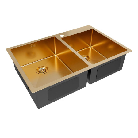Мойка Paulmark KRONER 78/2S PM237851-BG 510х780х200 мм, нержавеющая сталь, брашированное золото