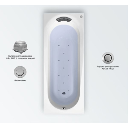 Аэромассажная акриловая ванна Lavinia Boho Biore 360010A0 150х70