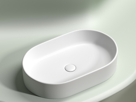Умывальник чаша накладная овальная Ceramicanova Element 608*385*122мм, Белый матовый, CN6048MW