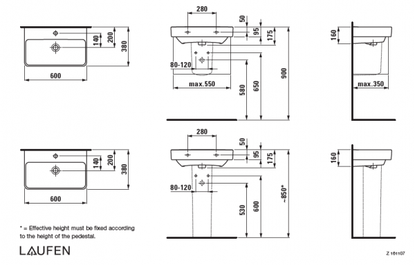 Умывальник Laufen Pro S 8189590001091 60x38x16