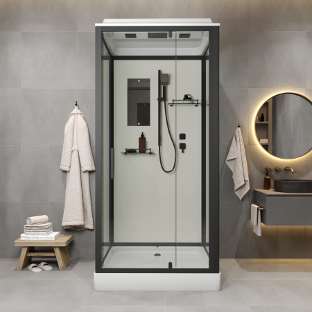 Душевая кабина Niagara Standart ST90/15Q/BL (90х90х215) квадрат,поддон 15см,распашная,проф.черный
