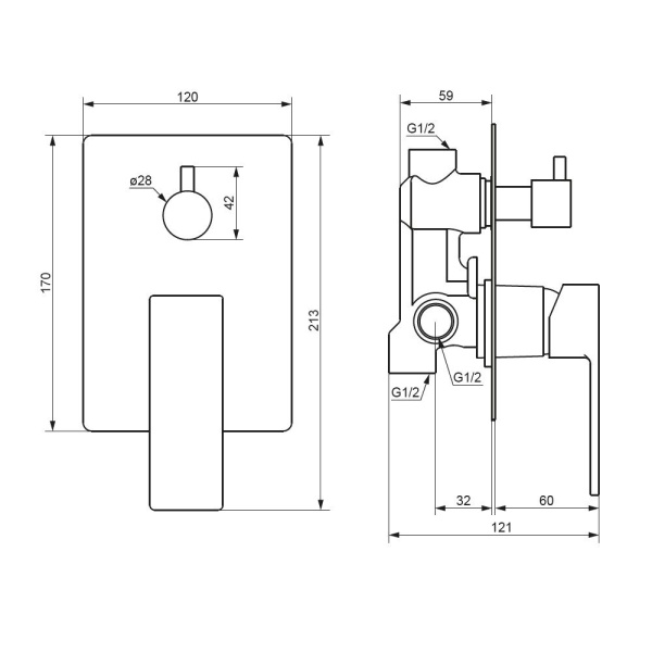 537100000 Gala Смеситель для душа Damixa монтируемый в стену, хром