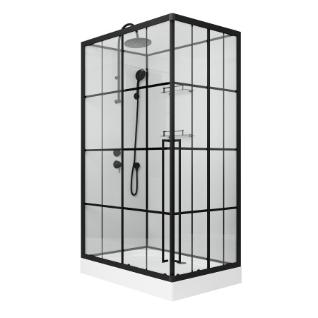 Душевая кабина Niagara Standart ST100/80/15QL/KL/BKT (100х80х225) низкий поддон(15см),черный,стекло прозрачное
