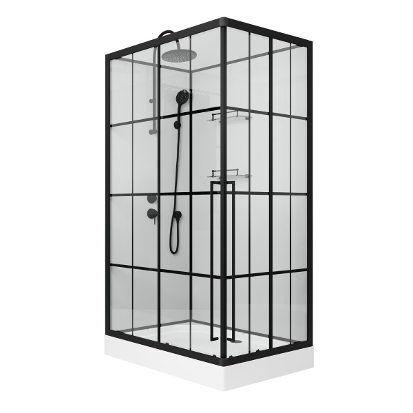 Душевая кабина Niagara Standart ST120/80/15QL/KL/BKT (120х80х225) низкий поддон(15см),черный,стекло прозрачное
