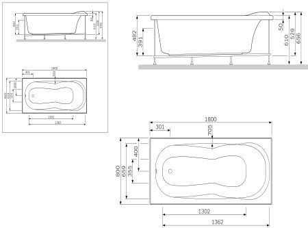 Каркас для ванны AM.PM Bliss L W53A-180-080W-R 180х80 см