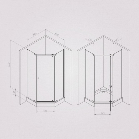 W87G-405-9090-BT Sunny Душевое ограждение AM.PM 5-угольное, распашн дверь 90x90 черный,стекло прозрачное
