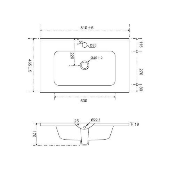 M7BWCC0802WG Sense, Раковина мебельная AM.PM, керамическая, 80 см, встроенная, цвет: белый, глянец