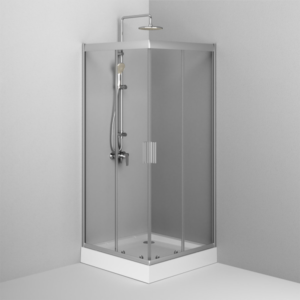 W90G-403-9090MT Gem Душевое ограждение AM.PM квадратн.,раздвиж.двери 90x90 хром мат.,стекло прозрачное