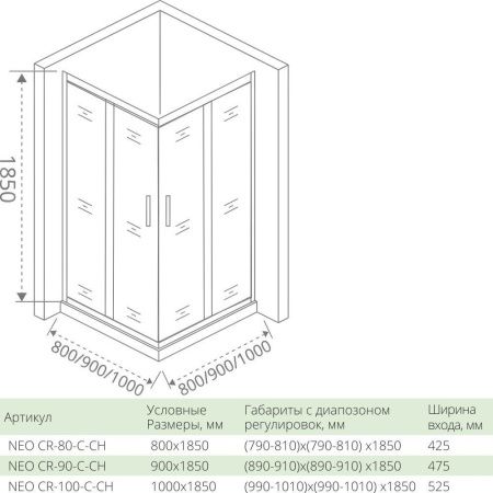 Душевой уголок Good Door NEO CR-80-C-CH