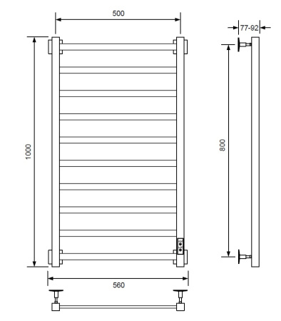 Полотенцесушитель электрический с/т Comfysan Рома-К (Roma-K) EC-10 100/50, хром