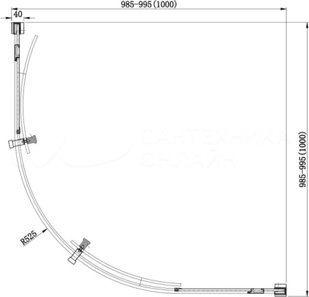 Душевой уголок Aquanet Delta NPE2142 100x100, R550, прозрачное стекло