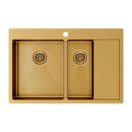 Мойка Paulmark KRONER 78/2SF PM227851-BGL 510х780х200 мм, нержавеющая сталь, брашированное золото