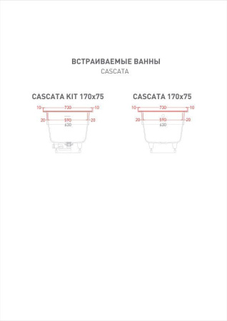 Полка для встраиваемой ванны Salini GABBIANO IN 730, покраска по RAL Classic, 1906204MF