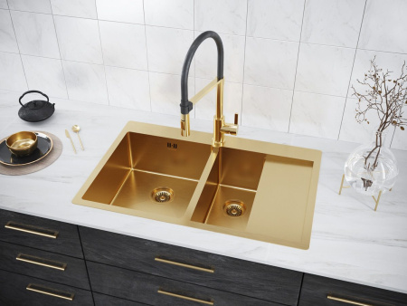 Мойка Paulmark KRONER 78/2SF PM227851-BGL 510х780х200 мм, нержавеющая сталь, брашированное золото