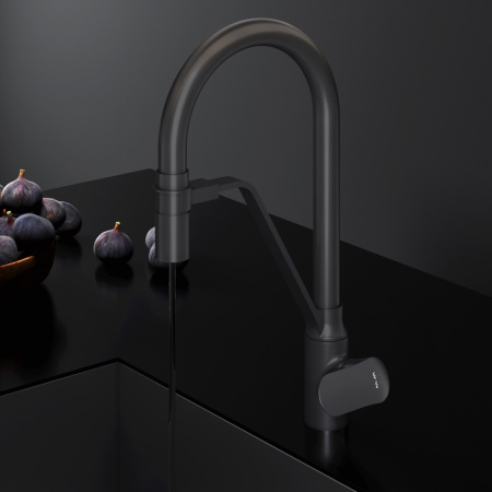 F8007822 Like, Смеситель для кухни AM.PM с каналом для питьевой воды и гибким изливом, черный