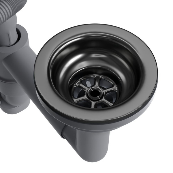 Выпуск для кухонной мойки Reflexion Part RX9003BL оружейная сталь