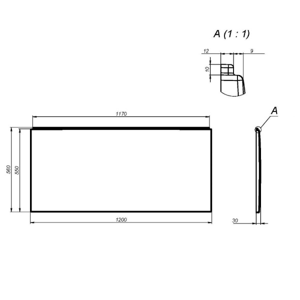 W94A-120-070W-P X-joy панель фронтальная для ванны 120 см