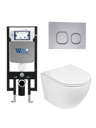 Комплект инсталляции с унитазом Weltwasser AMBERG 497 + MERZBACH 041 XL GL-WT + AMBERG RD-CR