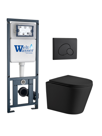 Комплект инсталляции с унитазом Weltwasser MARBERG 410 + SALZBACH 043 MT-BL + MAR 410 RD MT-BL