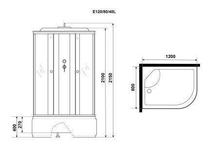 Душевая кабина Niagara Eco E120/80/40L/MT (120х80х215) высокий поддон(40см),стекло матовое,4 места