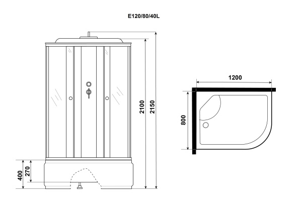 Душевая кабина Niagara Eco E120/80/40L/MT (120х80х215) высокий поддон(40см),стекло матовое,4 места