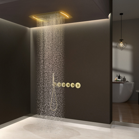 Встраиваемая душевая система с термостатом TIMO Saona SX-2319/17SM, матовое золото