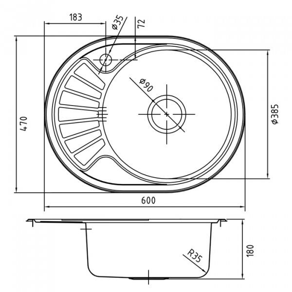 Кухонная мойка IDDIS Suno S SUN60PRi77 60х47