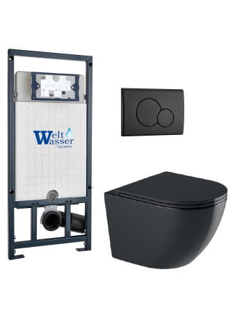 Комплект инсталляции с унитазом Weltwasser MARBERG 507 + MERZBACH 041 XL MT-BL + MAR 507 RD MT-BL