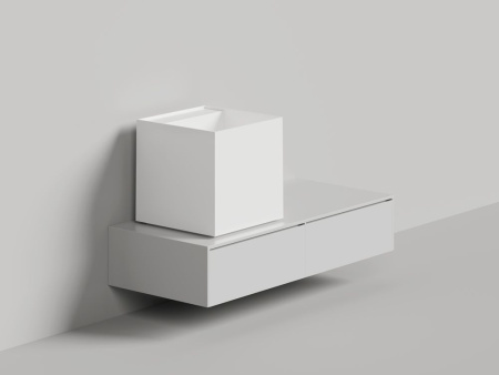 Раковина накладная Salini ARMONIA SQUARE TOP 03 без отверстия под смеситель, белый, 130523TM