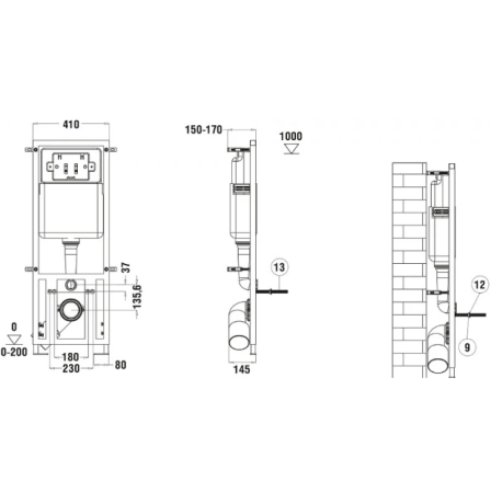 Унитаз с инсталляцией WeltWasser MARBERG 410 + SALZBACH 004 MT-BL + MAR 410 SE