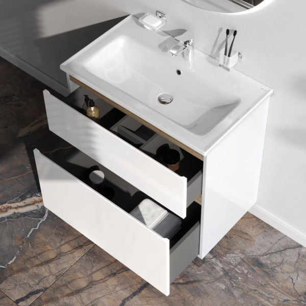 M85AFSX0802WG X-Joy База под раковину AM.PM, напольная, 80 см, 2 ящика, белый глянец