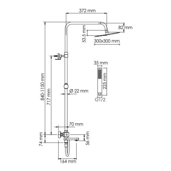 Душевая система WasserKRAFT A199.118.103.087.CH Thermo с термостатическим смесителем