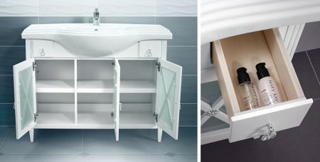 Тумба под умывальник Belux Рояль Н 106-02 Белый глянцевый