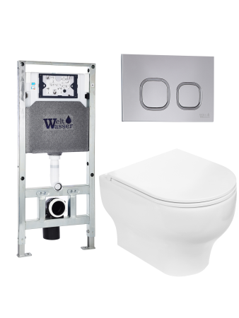 Унитаз с инсталляцией WeltWasser AMBERG 506 ST + ERLENBACH 004 GL-WT + AMBERG RD-CR