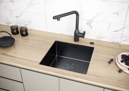 Мойка Paulmark NEXT 44 UNI PM214444-MBN 440х440х200 мм, нержавеющая сталь, матовый черный