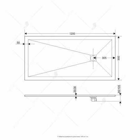 Душевой поддон прямоугольный RGW ST-De Пустыня 16152912-13 90х120х2.5 см