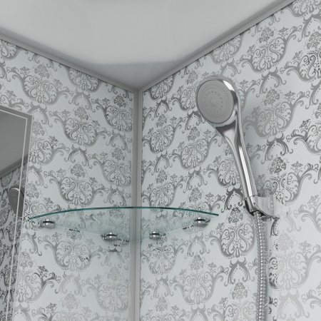 Душевая кабина Niagara Luxe NG-7702DW (100x100х210) низкий поддон(15см),дверь распашная,стенки серебро,3 места