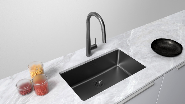 Мойка Paulmark YUNI 76 UNI YU76-MBN 760х440х200 мм, нержавеющая сталь, матовый черный